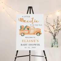 Little Cutie Orange Baby Shower Welcome Sign