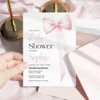 Baby Shower Invitation Pink Coquette Bow 