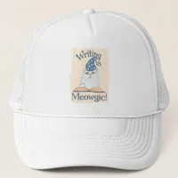 Fun Magic Writing Cat Cartoon Art Slogan Trucker Hat