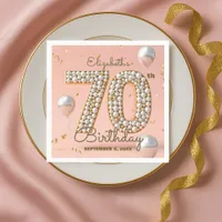 Chic Gold Blush Pink Pearly 70th Birthday Napkins
