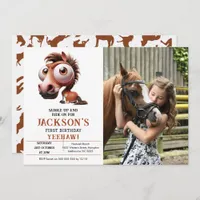 Horse Caricatures 1st Birthday Party photo Invitation