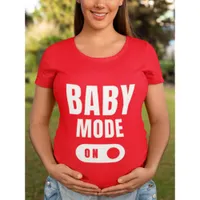 Baby Mode  - Pregnancy Announcement - Red T-shirt