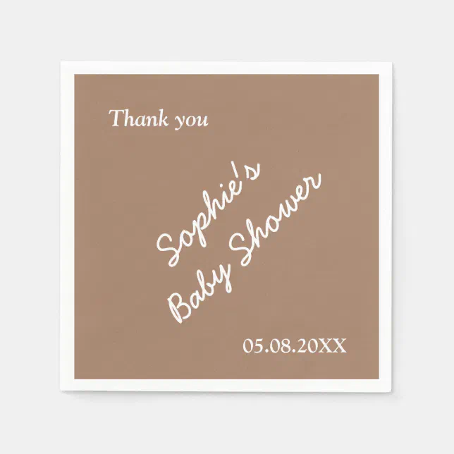 Baby Shower Gentle Brown Minimalist Paper Napkins