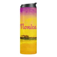 Yellow and Purple Santa Monica Pier Your Name Thermal Tumbler