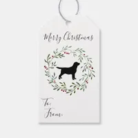 Black Labrador Retriever Christmas Wreath Dog Gift Tags