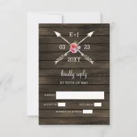 Barn wood country chic wedding invitation rsvp