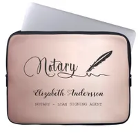 Notary loan signing agent rose gold black laptop sleeve