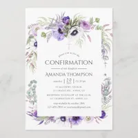 Dusty Violet Poppy Floral Confirmation Invitation