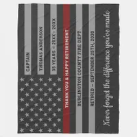 Firefighter Retirement Gift Thin Red Line Flag Fleece Blanket