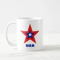 2-Sided Tricolor Star with Blue Custom Text Mug