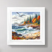 Fall Coastal Beach Art for Small Spaces Framed Art