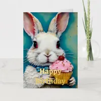 Bunny with a Cupcake Birthday Foil Greeting Card