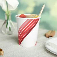 Paper Cup - Shades of Red Diagonal Stripes