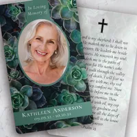 Oval Photo Succulent Memorial Prayer Card