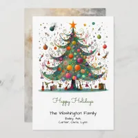 Quirky Christmas Tree Illustration Happy  Holiday Card