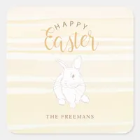 Happy Easter Bunny Sticker Soft Yellow Watercolor