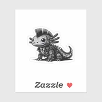 Whimsigoth Cyborg Axolotl Vintage Art Design Class Sticker