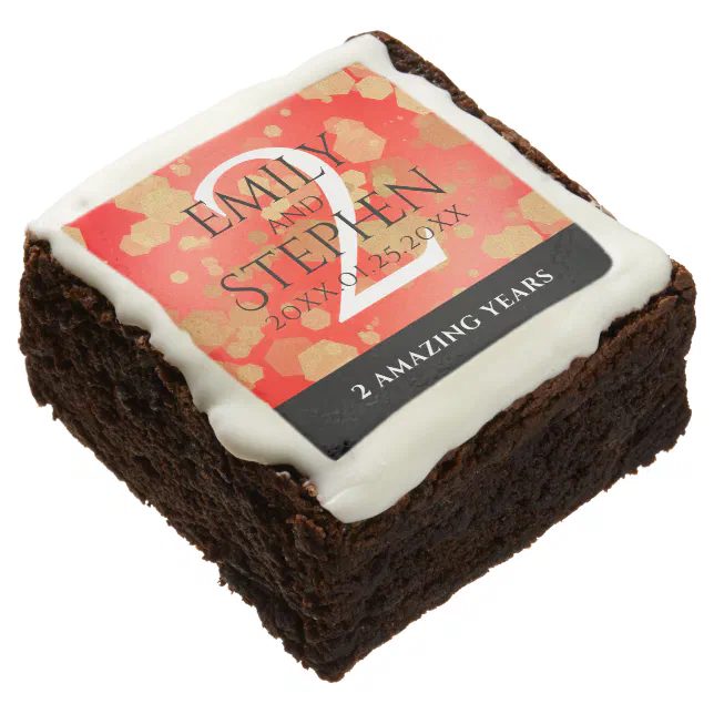 Elegant 2nd Garnet Wedding Anniversary Celebration Brownie