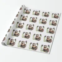 Watercolor Otter and Thistles Wrapping Paper