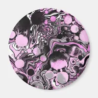 Pink and Black Marble Fluid Art Cells Modern    Magnet