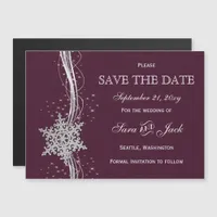 fuchsia and silver winter wedding invitations