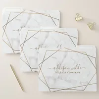 Gold Geometric White Marble Abstract Business File Folder