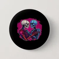 American Traditional Skeleton Holding Hands Tattoo Button