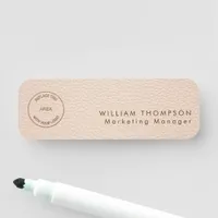 Employee Name Logo Cream Faux Leather  Name Tag