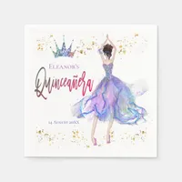 Modern Quinceanera Lilac Pastels Dancer Crown Name Napkins