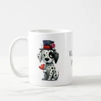 Happy Valentine's Charming Black and White Puppy Coffee Mug