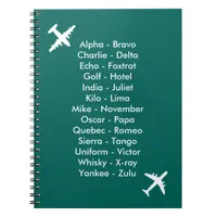 Phonetic Alphabet Airplane Blue Air Cadet Notebook