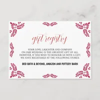 Mexican Talavera Red Floral Minimalist Wedding Enclosure Card