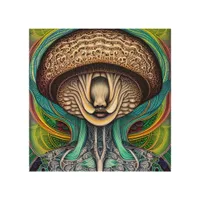 Portait of a Mushroom With Human Features Wood Wall Art