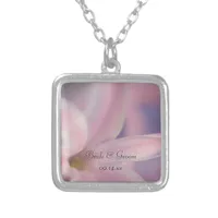 Pink Hyacinth Flowers Wedding Silver Plated Necklace