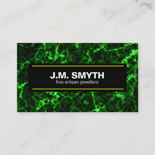 Elegant Black Marble with Phosphorus Green Veins Business Card