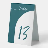 Teal Arch Minimalist Wedding Table Number Table Tent Sign