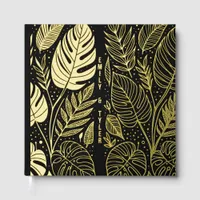 Monstera Gold Foliage Wedding  Foil Guest Book