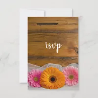 Daisy Trio Country Barn Wedding RSVP Card