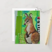 Baby Kangaroo Junk Journal Mixed Media Collage Postcard