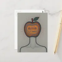 Surreal Abstract Person with an Apple Head Postcard