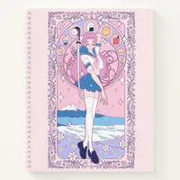 Japan Pink Anime Schoolgirl Art Nouveau Notebook