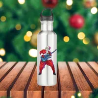 Christmas santa claus rock punk stainless steel water bottle