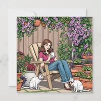 Relaxing Day | Women with Coffee, Cats and Plants