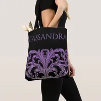 Unique Vintage Swirl Ombre Purple Personalized Tote Bag