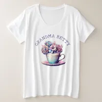 Personalized Grandma Name | Pretty Floral Plus Size T-Shirt