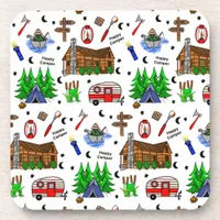 Camping or Midwest Themed  Happy Camper   Beverage Coaster