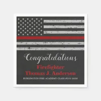 Thin Red Line Fireman Firefighter Graduation Napkins