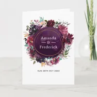 Bordo Violet Plum Watercolor Floral Wedding Program