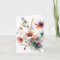 Alcohol Ink Watercolor Floral Blank Note Card