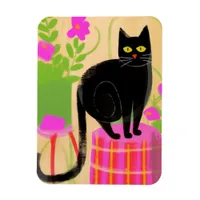 Adorable Black Cat With Houseplants